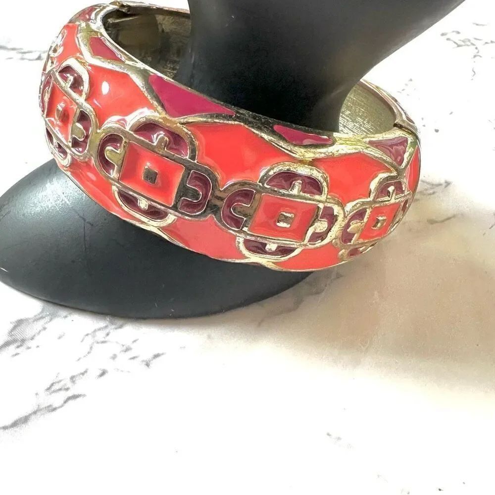 Orange and gold vintage clamper bracelet